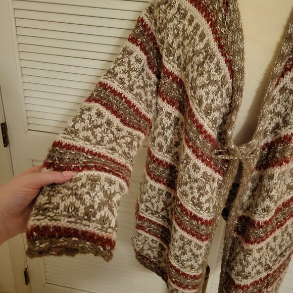 J. Jill Abstract Stripe Alpaca Wool Blend Open Cardigan Multicolor Womens Size M - Picture 6 of 10